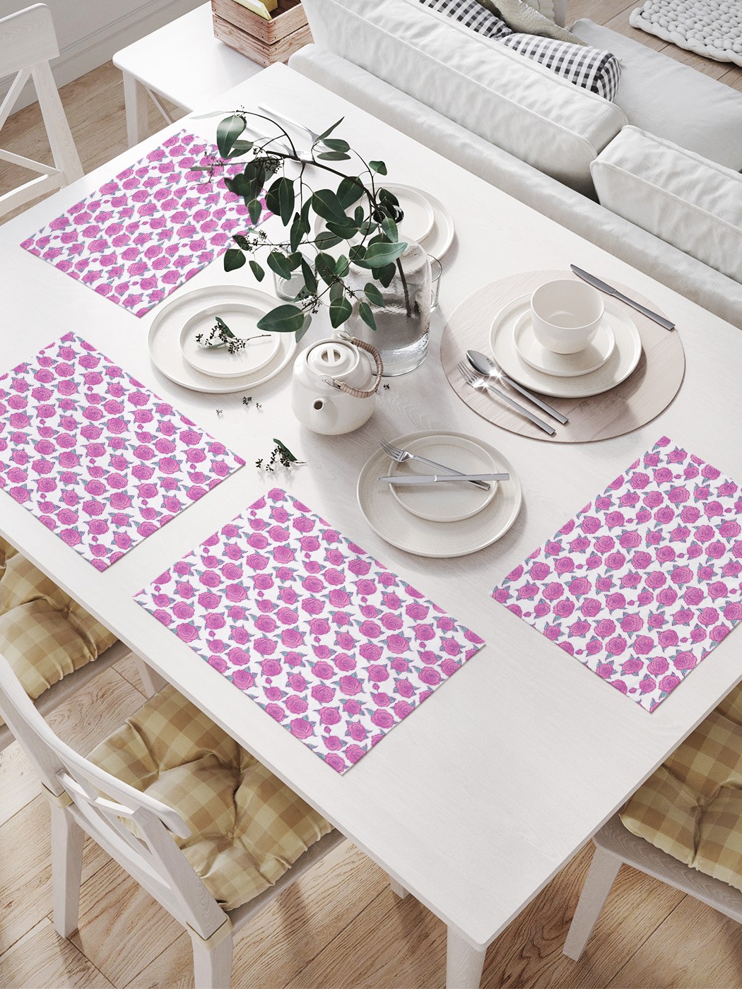 

Комплект салфеток JoyArty "Одиночные розы" для сервировки стола (32х46 см, 4 шт.), Розовый, Одиночные розы
