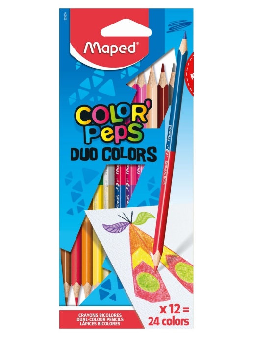 

Цветные карандаши двусторонние MAPED Color Peps Duo, 24 цвета (12шт), Бежевый;белый;бирюзовый;бордовый;голубой;желтый;зеленый;золотистый;коричневый;красный;оранжевый;розовый;серебристый;серый;синий;фиолетовый;черный, Color Peps