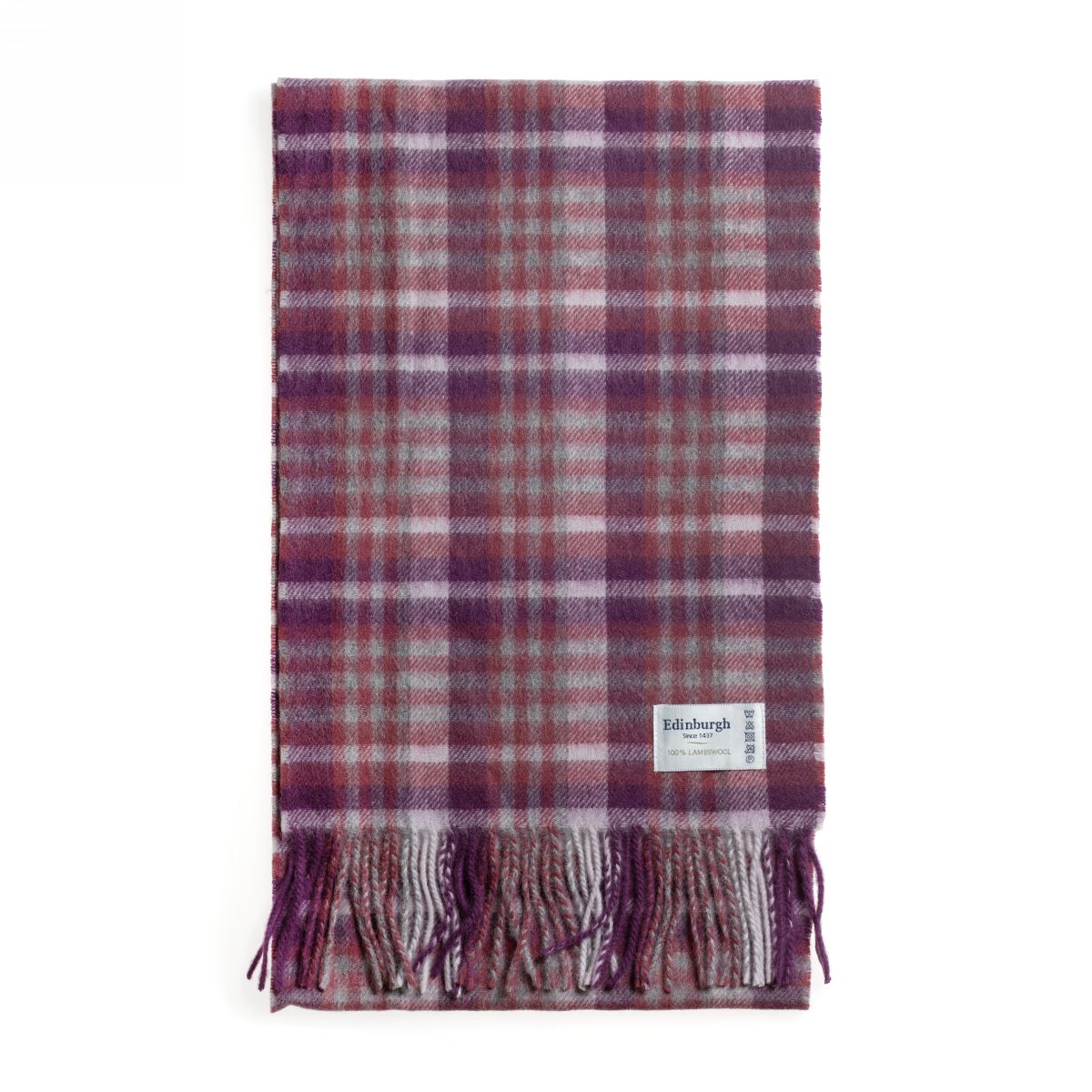 

Шарф унисекс Edinburgh Lambswool Scarf cluster gingham 27619 ruby/grey, 175x26 см, Фиолетовый, Lambswool Scarf