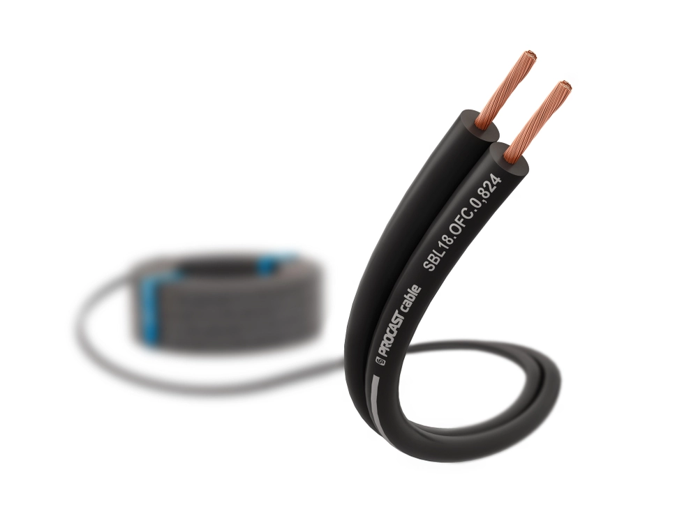 фото Акустический черный спикерный кабель 2х0,824mm? procast cable sbl 18.ofc.0,824 15 м