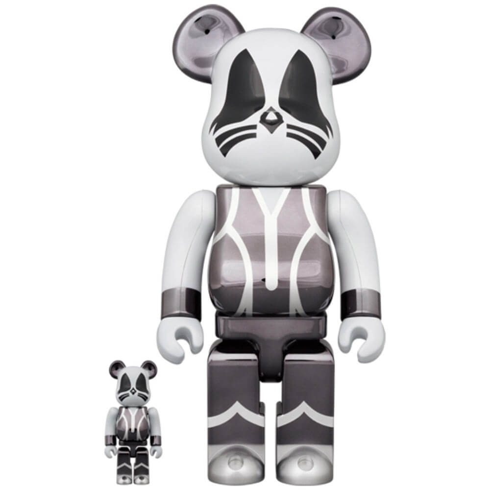 Фигурка Medicom Toy Bearbrick Kiss The Catman Chrome 400% and 100%