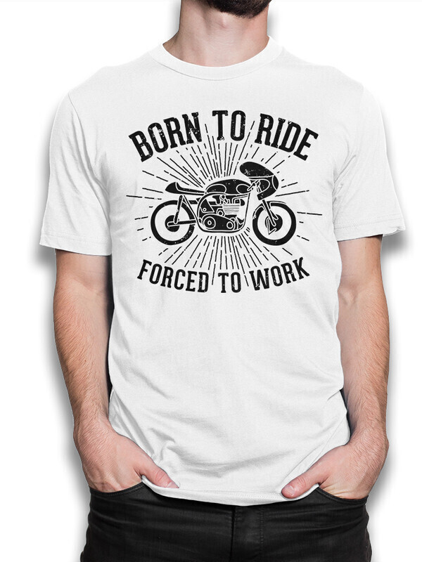 фото Футболка мужская dream shirts born to ride forced to work 50007872 белая s