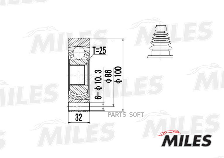 

MILES Шрус MILES ga10011 комплект