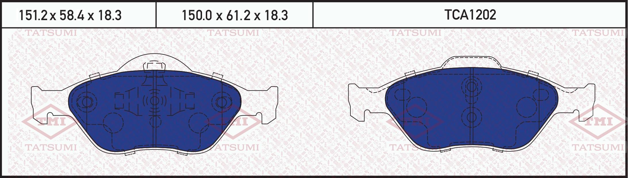 

Колодки тормозные FORD FIESTA 4/FUSION 01- перед. Tatsumi TCA1202