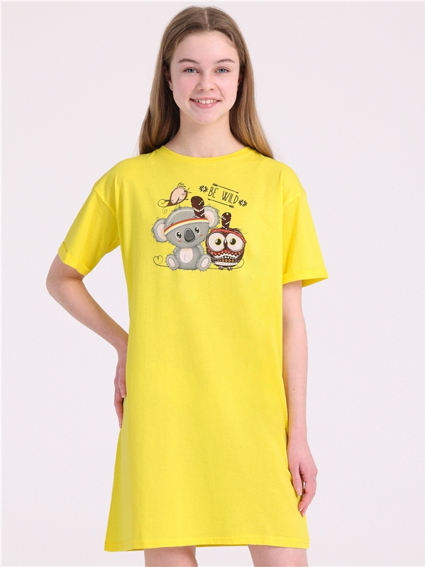 Платье детское Апрель 250дев001Д2У, желтый6 Коала и совенок, 152