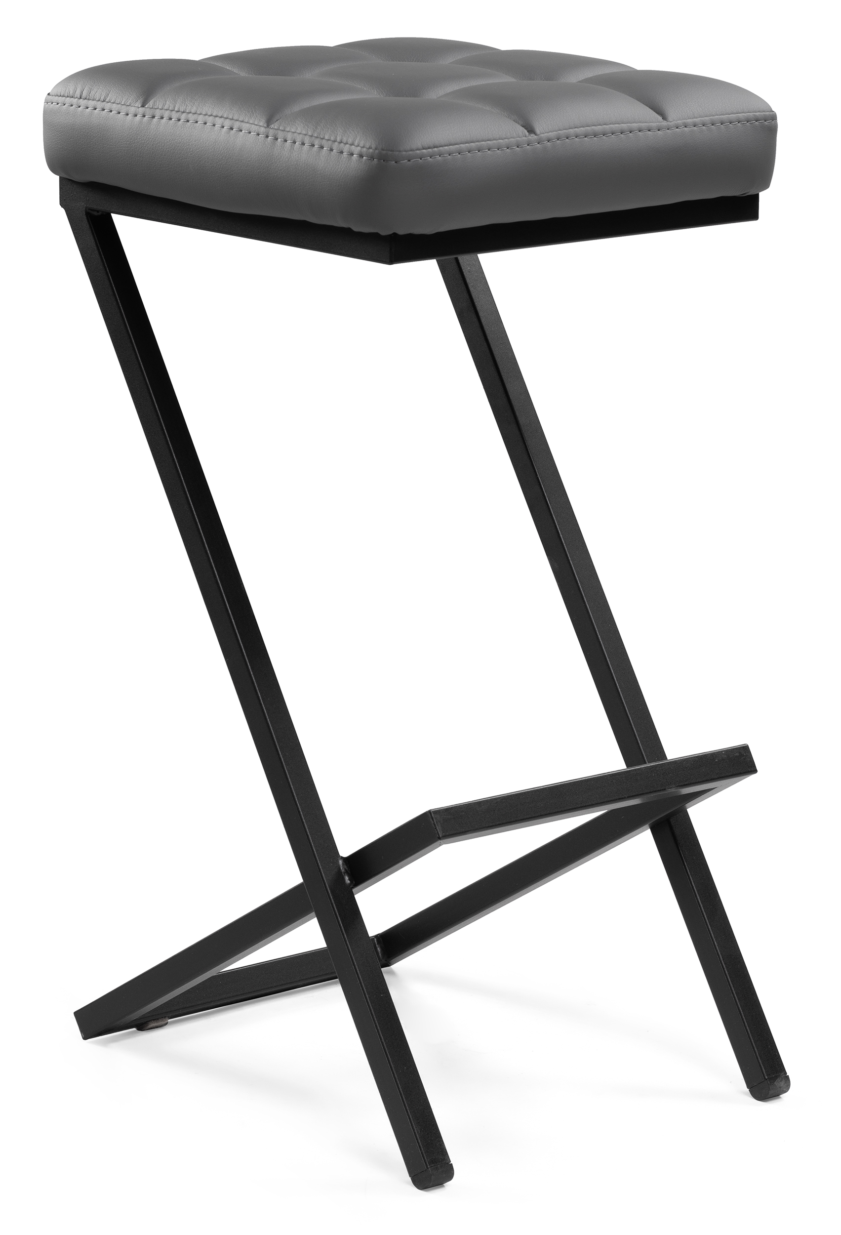 Полубарный стул Woodville Амаури темно-серый/черный матовый (экокожа)