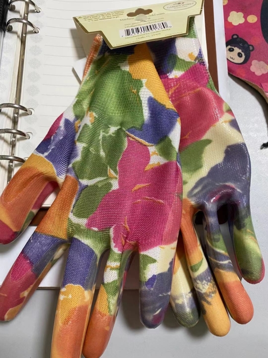 фото Перчатки цветные с нитриловым покрытием, размер l nobrand