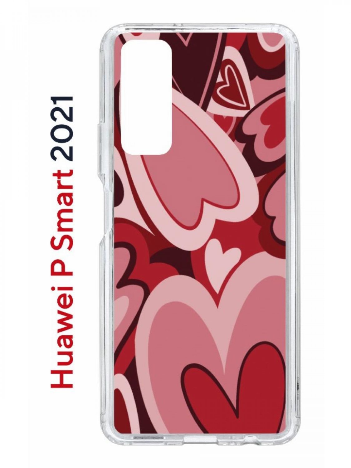 

Чехол на Huawei P Smart 2021 с принтом Kruche Print Сердечки, противоударный бампер, Прозрачный;красный;бордовый;коричневый, Хуавей П Смарт