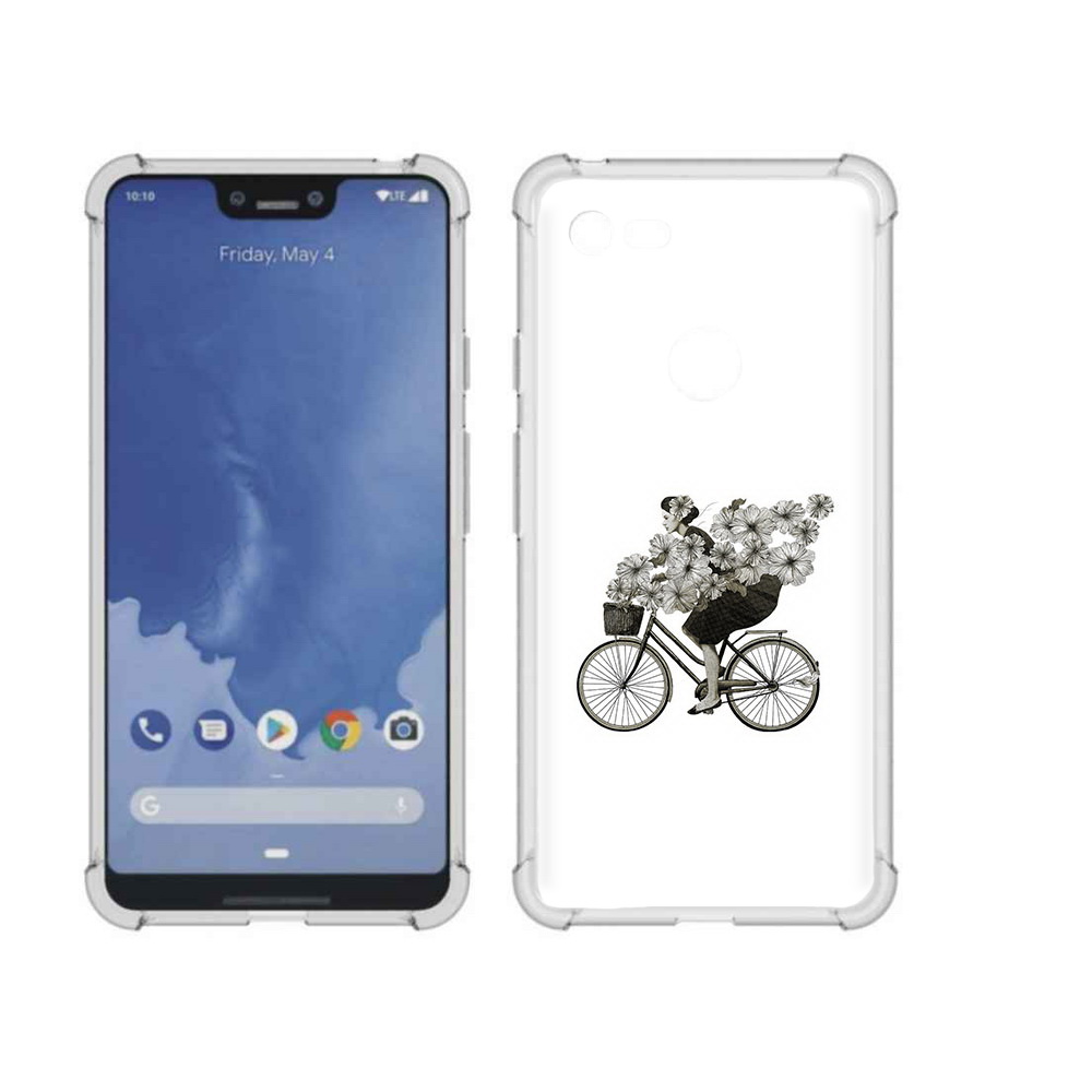 Чехол MyPads Tocco для Google Pixel 3 XL девушка на велосипеде с цветами