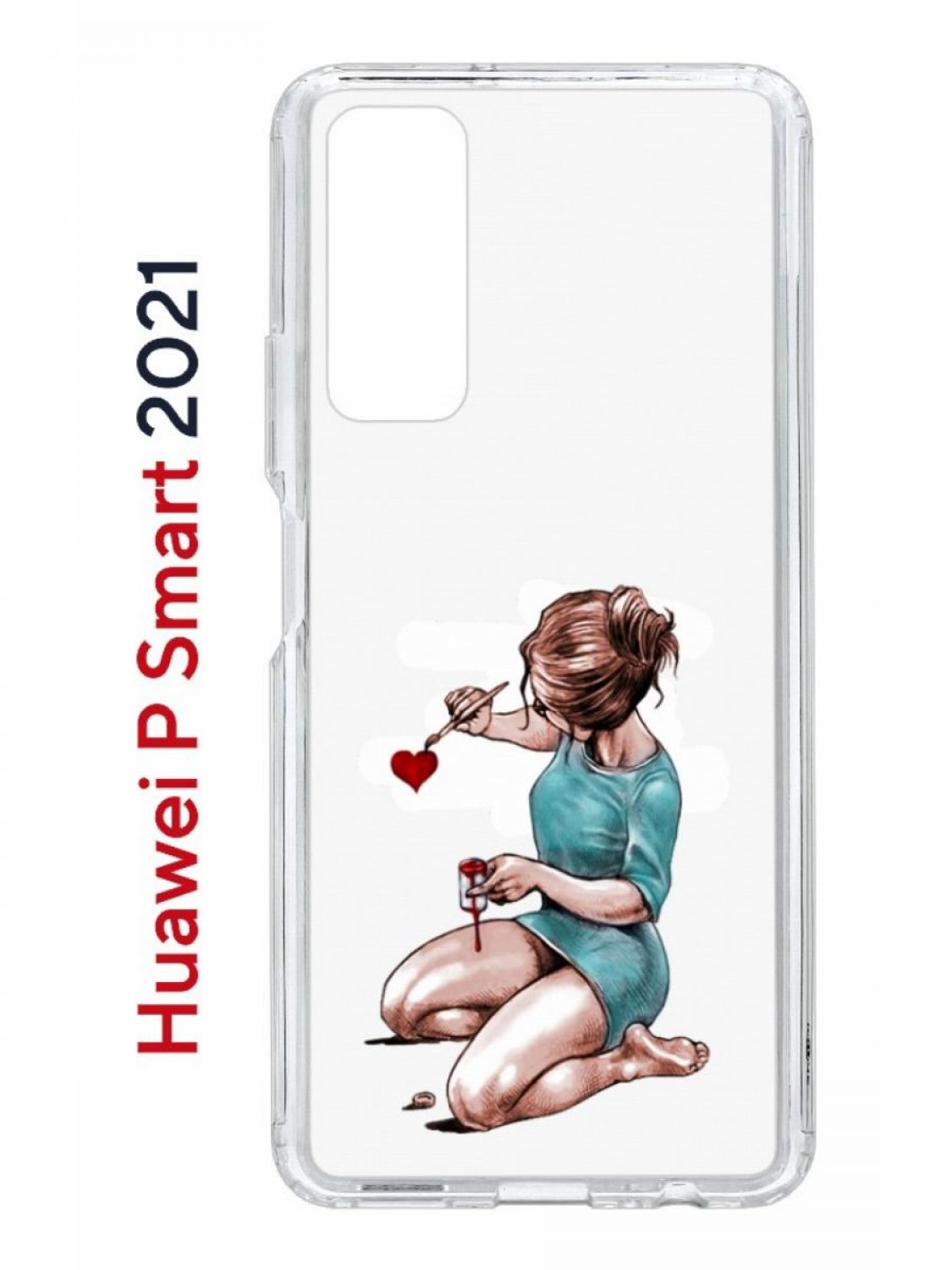 Чехол на Huawei P Smart 2021 с принтом Kruche Print Рисуя любовь, противоударный бампер