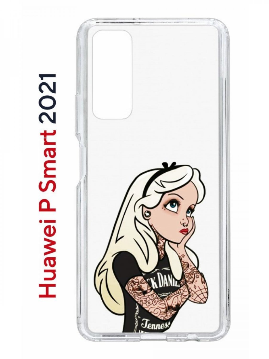 фото Чехол на huawei p smart 2021 с принтом kruche print tattoo girl, противоударный бампер кruче