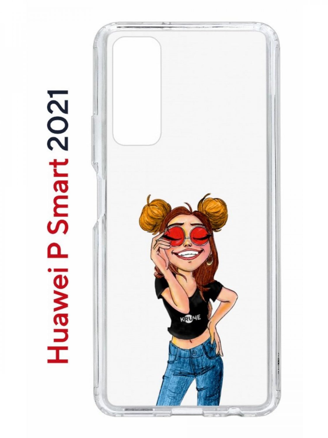 фото Чехол на huawei p smart 2021 с принтом kruche print smiling, противоударный бампер кruче