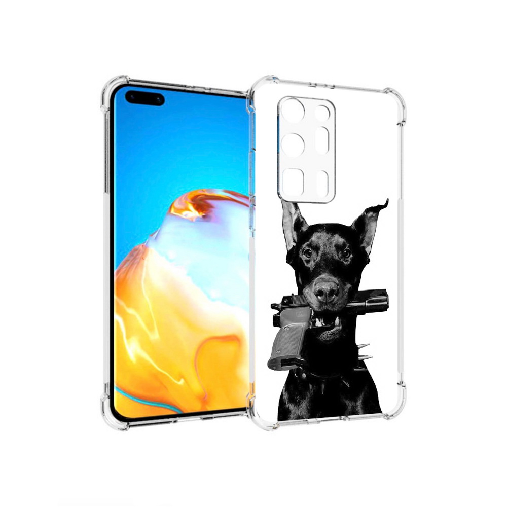 

Чехол MyPads Tocco для Huawei P40 Pro+ доберман с пистолетом, Прозрачный, Tocco