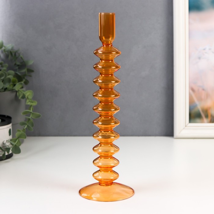 фото Подсвечник стекло на 1 свечу луаре прозрачный оранж 29х8,5х8,5 см nobrand
