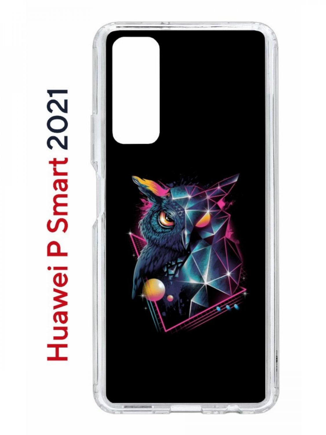 фото Чехол на huawei p smart 2021 с принтом kruche print retro owl, противоударный бампер кruче