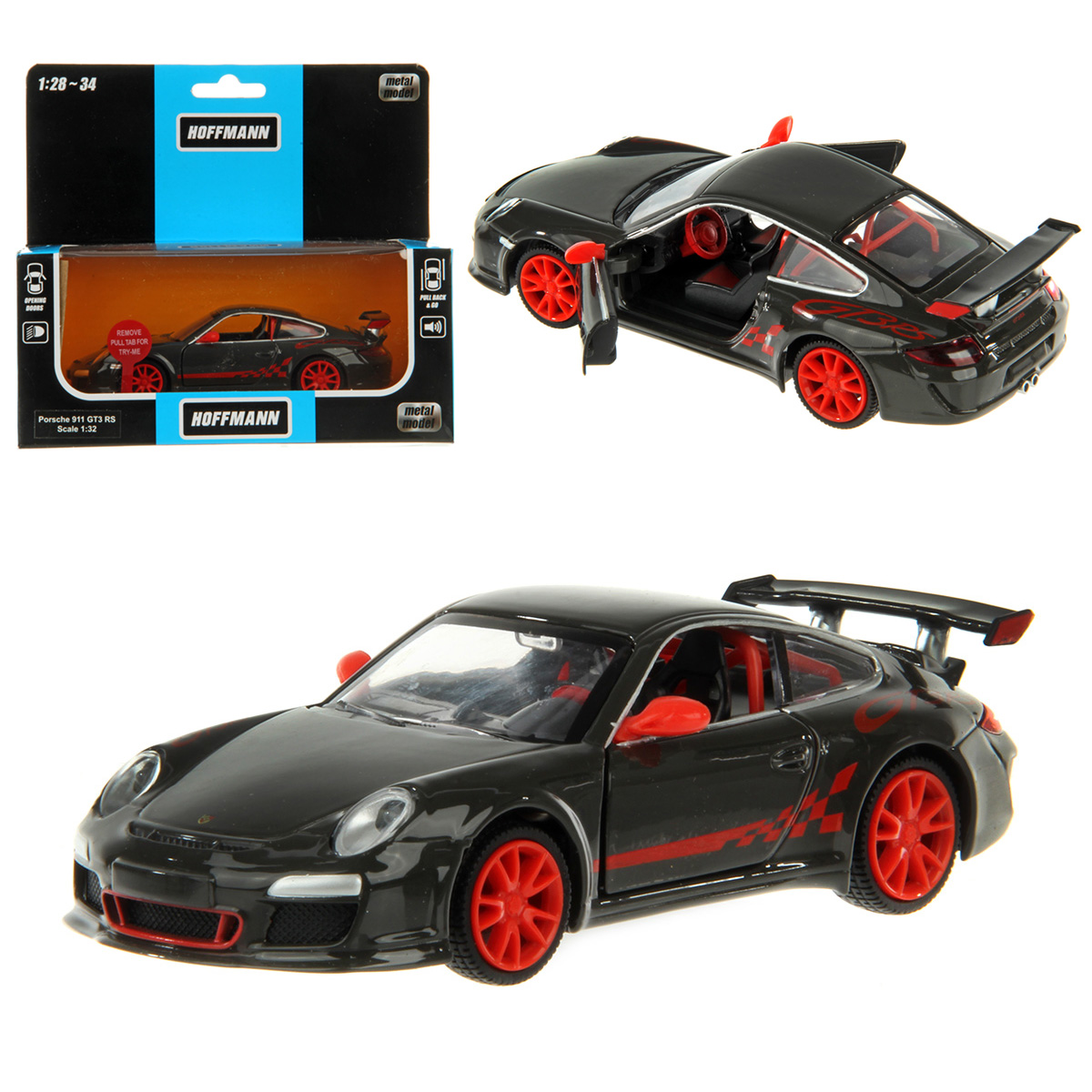 

Машина металлическая Hoffmann Porsche 911 GT3 RS 997 1:32 звук свет