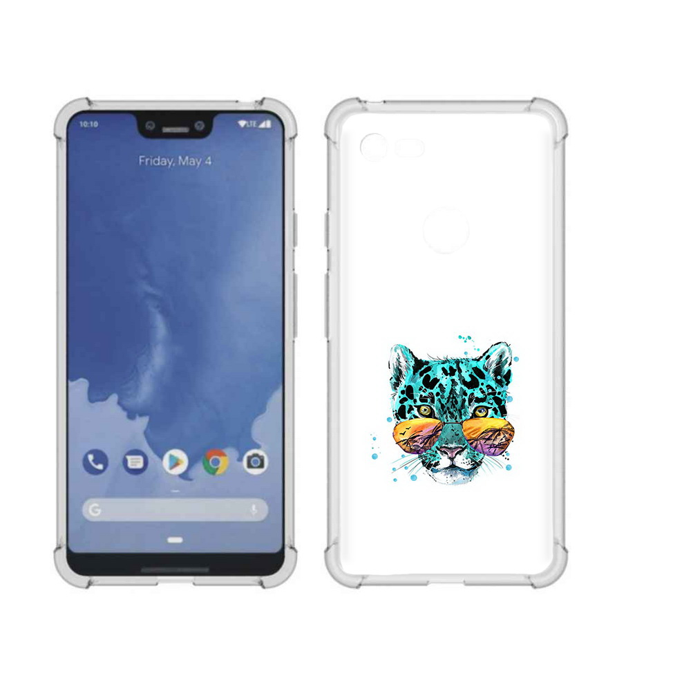 

Чехол MyPads Tocco для Google Pixel 3 XL голубой лео, Прозрачный, Tocco