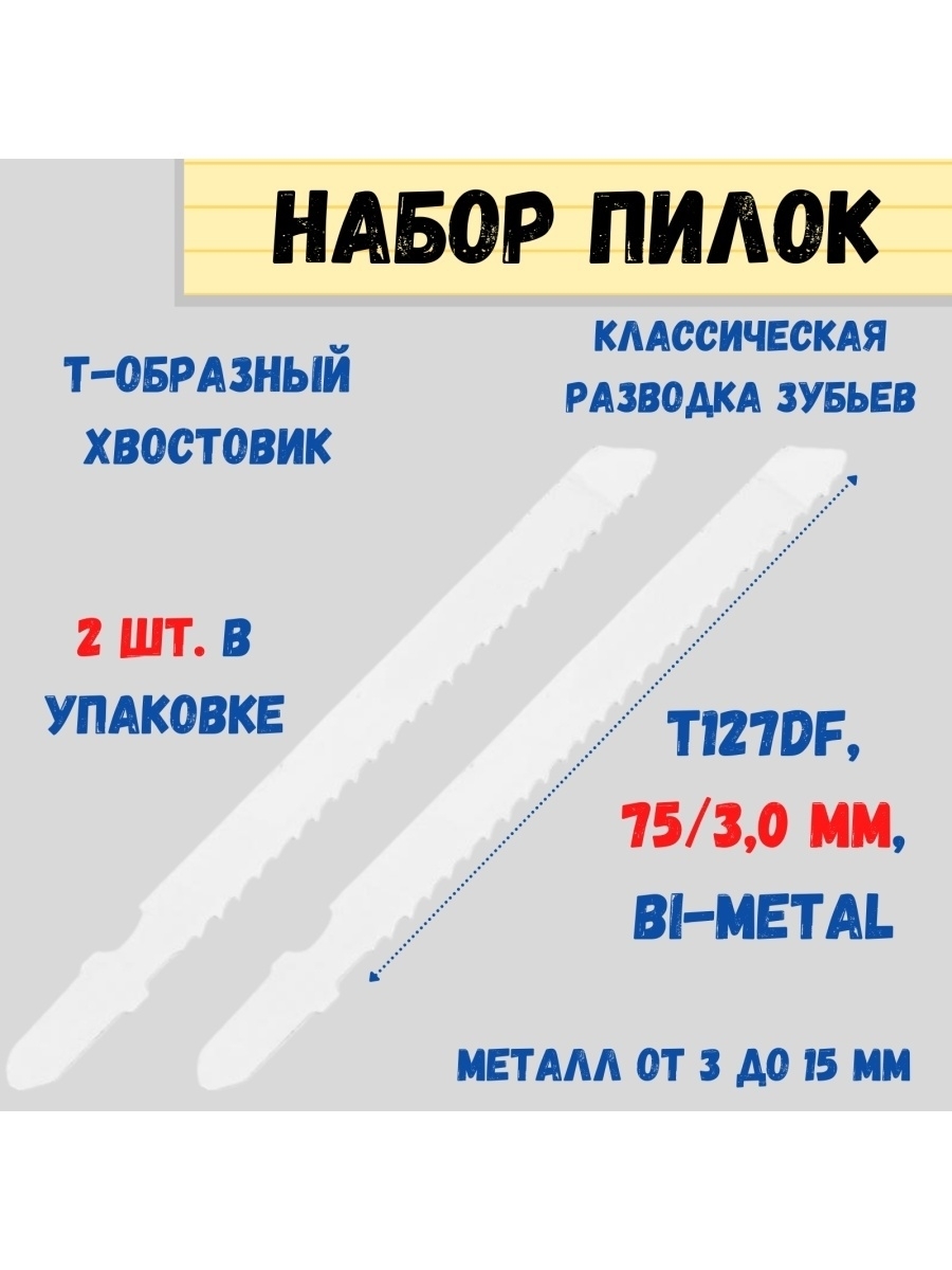 Полотно для электролобзика по металл75мм шаг 3мм 2шт