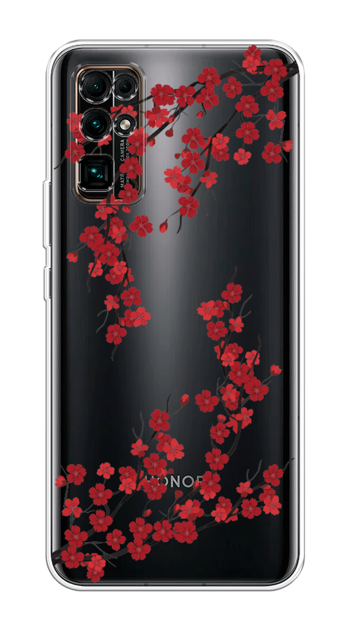 

Чехол на Honor 30 "Красная сакура", Красный;черный, 612150-2