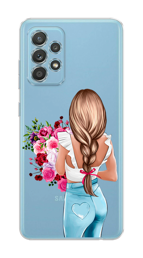 

Чехол на Samsung Galaxy A33 5G "Девушка с цветами", Коричневый;розовый;голубой, 2104450-6