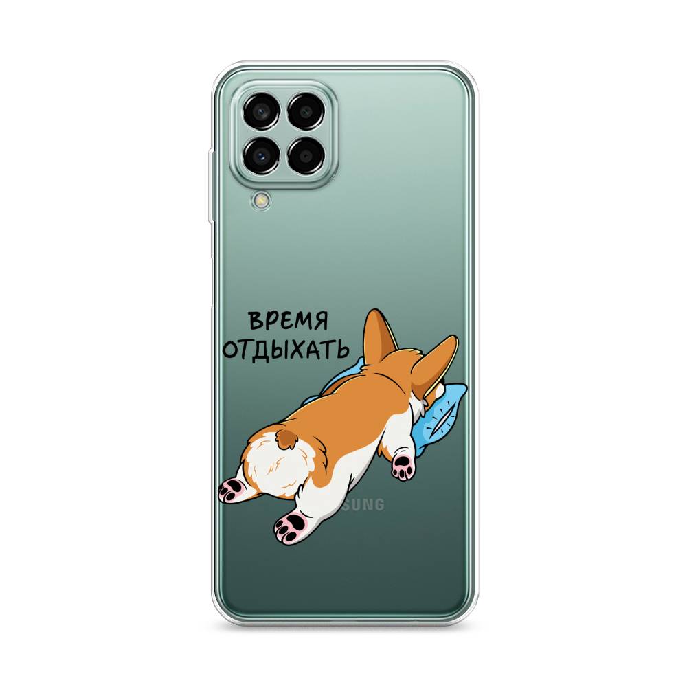 

Чехол на Samsung Galaxy M33 "Корги отдыхает", Черный;коричневый;голубой, 2105650-1