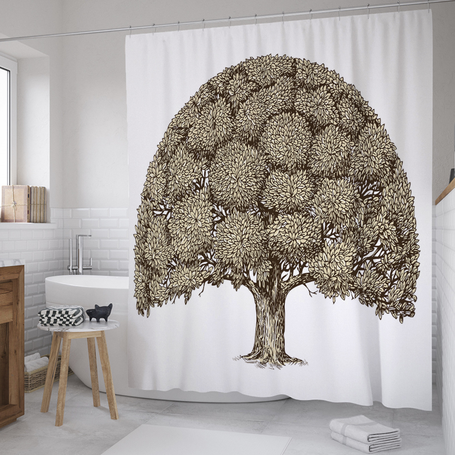 

Штора для ванной JoyArty "Раскидистая крона" из сатена, 180х200 см с крючками, Раскидистая крона