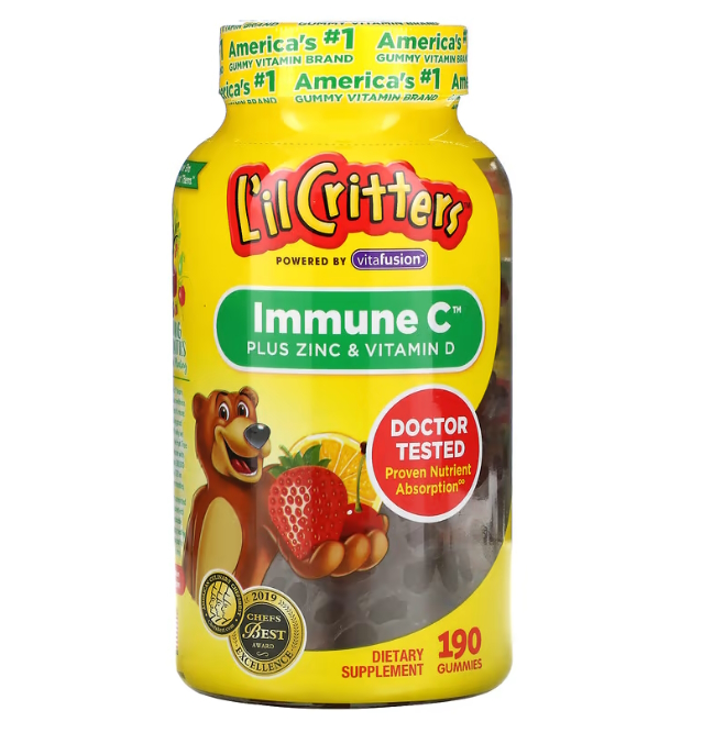 Витамины Lil Critters Immune с цинком и витамином D 190 жевательных мармеладок