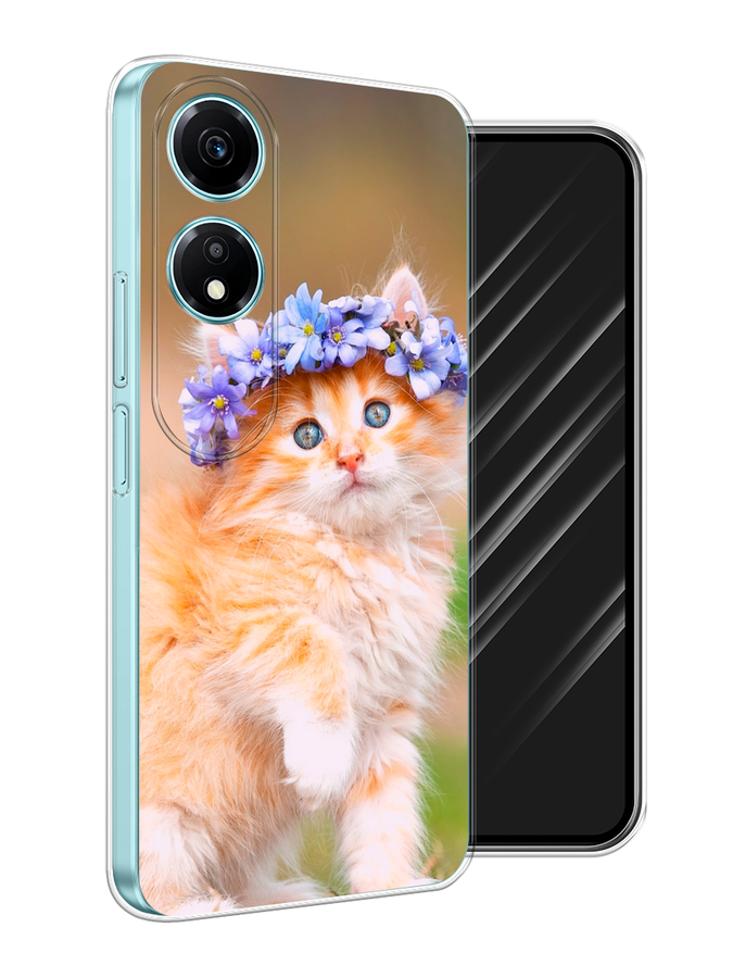 

Чехол Awog на Honor X5 Plus "Рыжий кот в венке", Коричневый;синий, 6121950-1