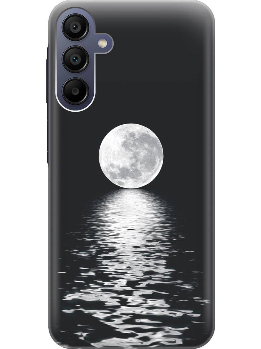 

Силиконовый чехол на Samsung Galaxy A15 с рисунком "Луна над морем", Белый;черный, 20012138