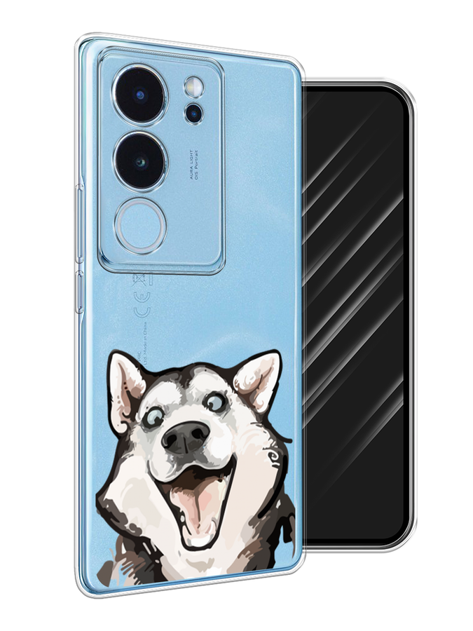 

Чехол Awog на Vivo V29 "Радостный хаски", Белый;голубой;черный, 269350-1