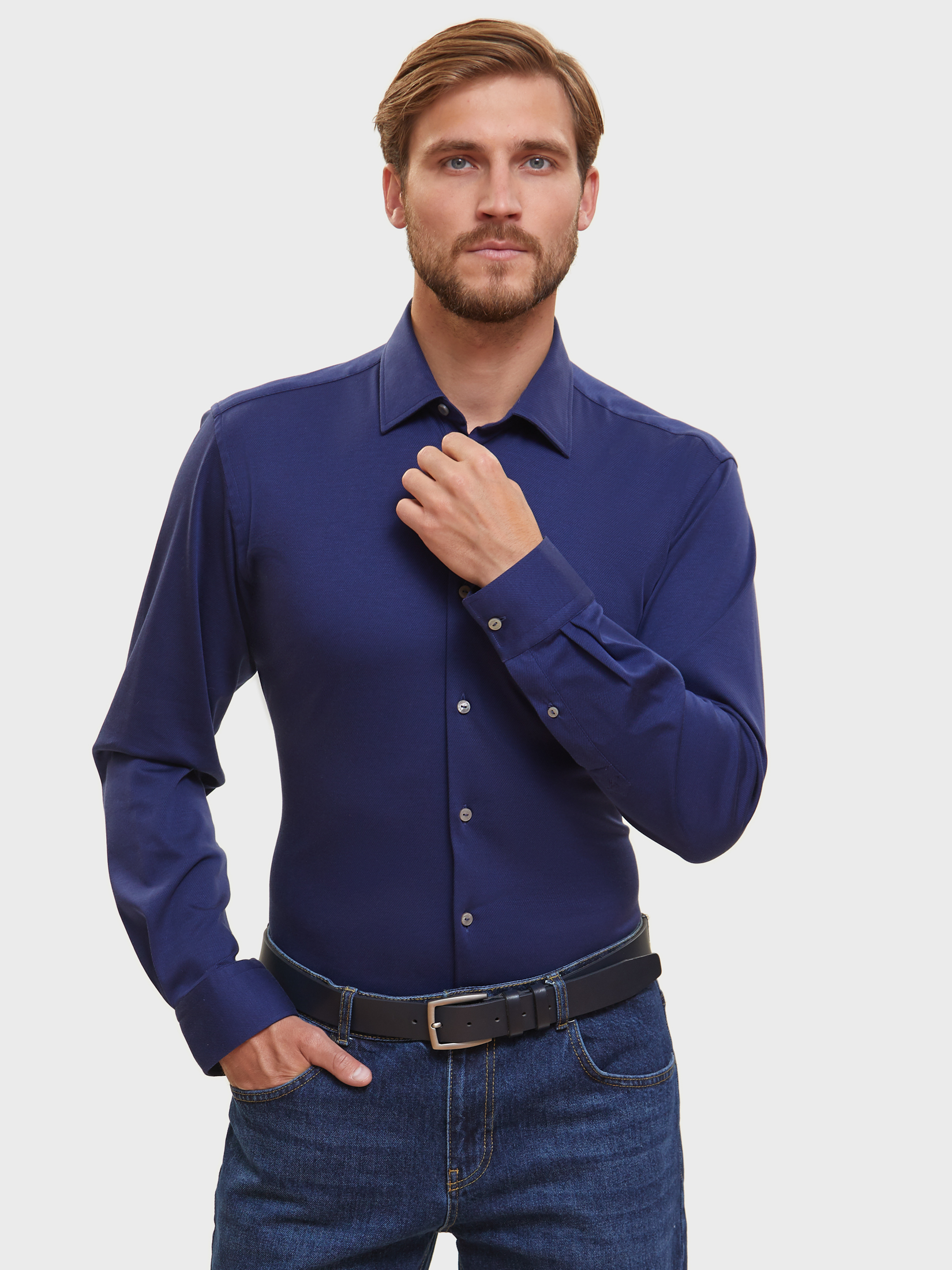 Рубашка мужская Kanzler 3A-406SL-1171-15 синяя 39