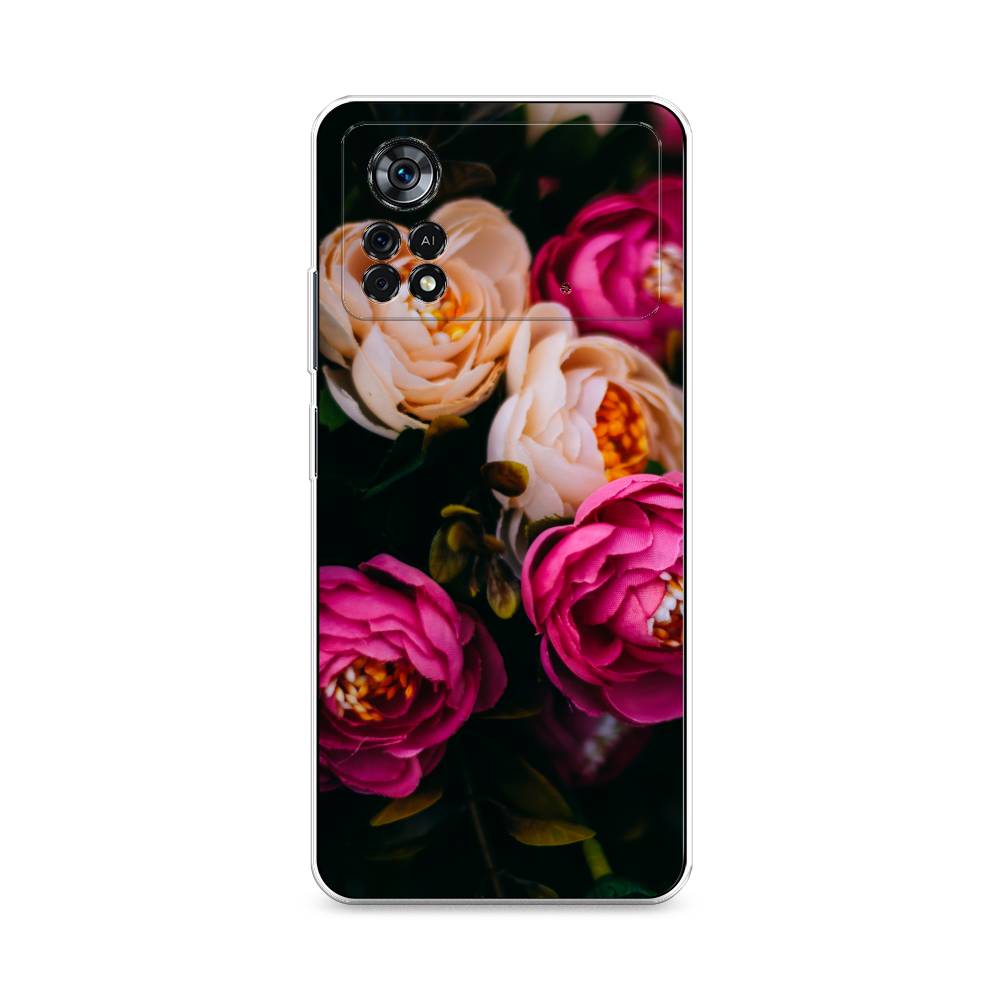 

Чехол Awog на Poco X4 Pro 5G "Розовые пионы на черном", Разноцветный, 313150-8