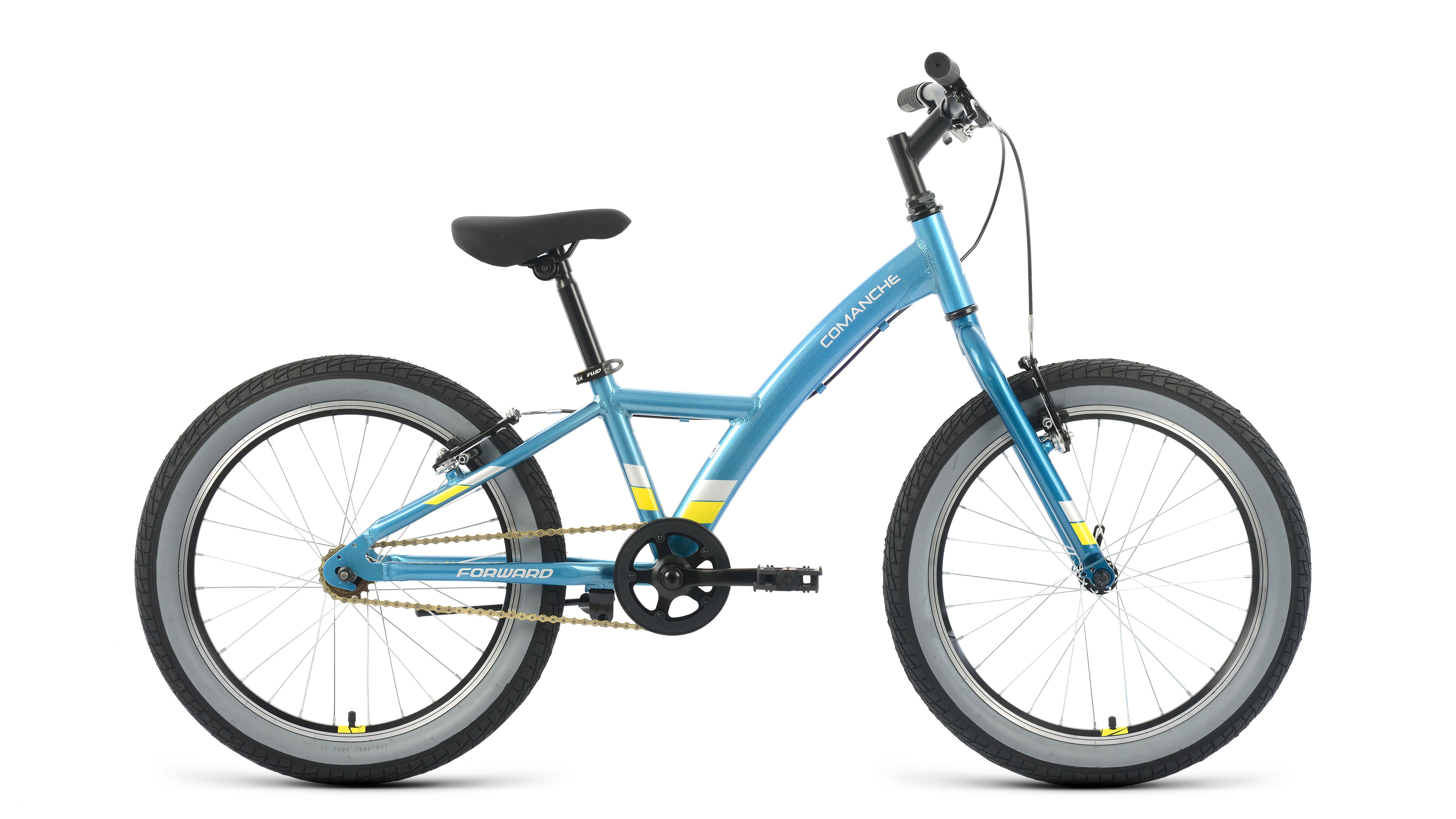 фото Велосипед forward comance 20 1.0 2022 10.5" голубой/желтый