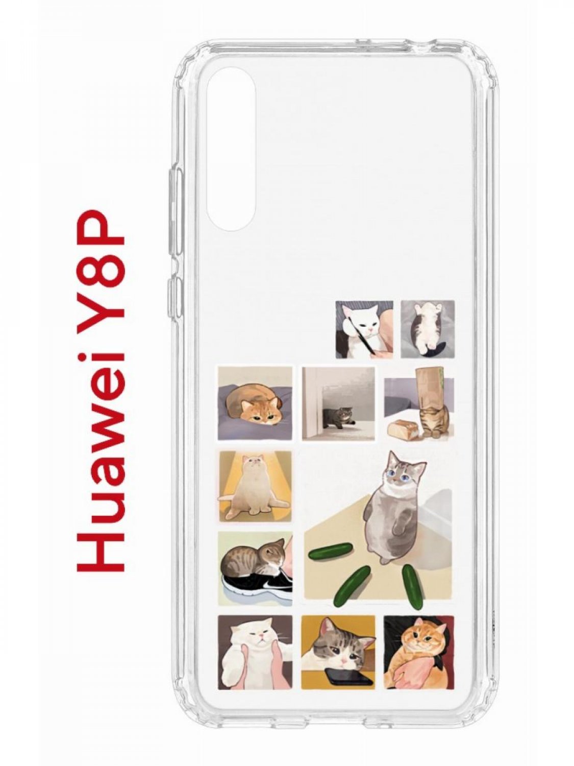 фото Чехол на huawei y8p,p smart s 2020,honor 30i kruche print коты-мемы, противоударный бампер кruче