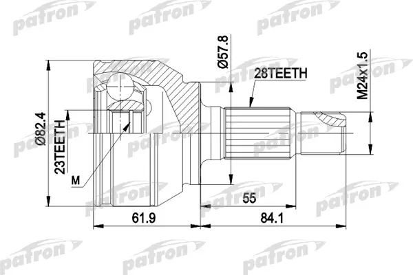 

ШРУС наружн к-кт 28x57.8x24 ROVER: 75 99-, 75 Tourer 01- PATRON PCV1514