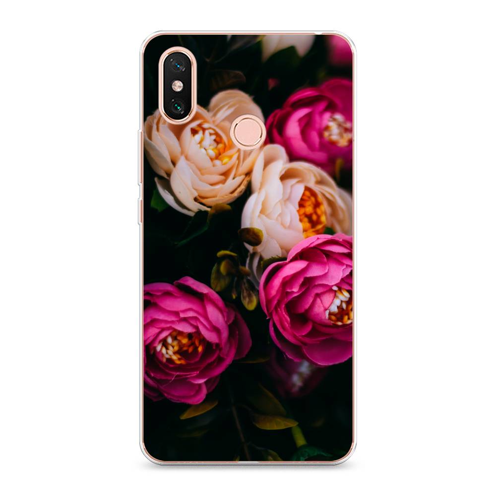 

Чехол Awog на Xiaomi Mi Max 3 "Розовые пионы на черном", Разноцветный, 34350-8