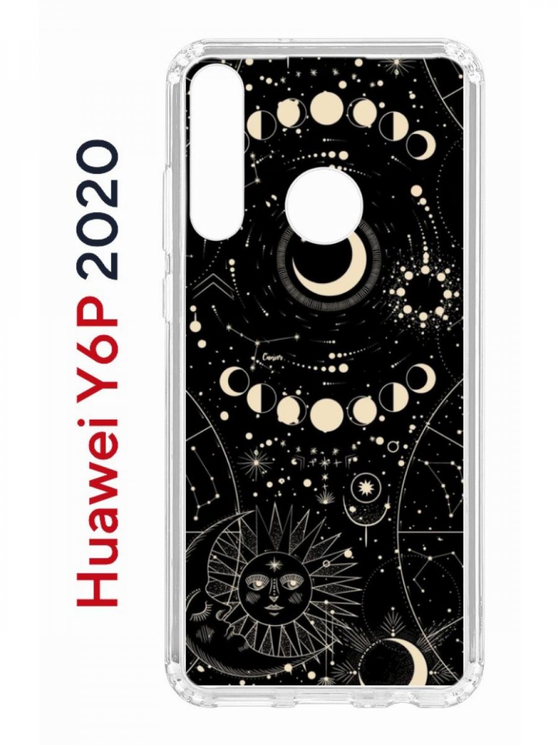 фото Чехол на huawei y6p 2020 с принтом kruche print space, противоударный бампер кruче