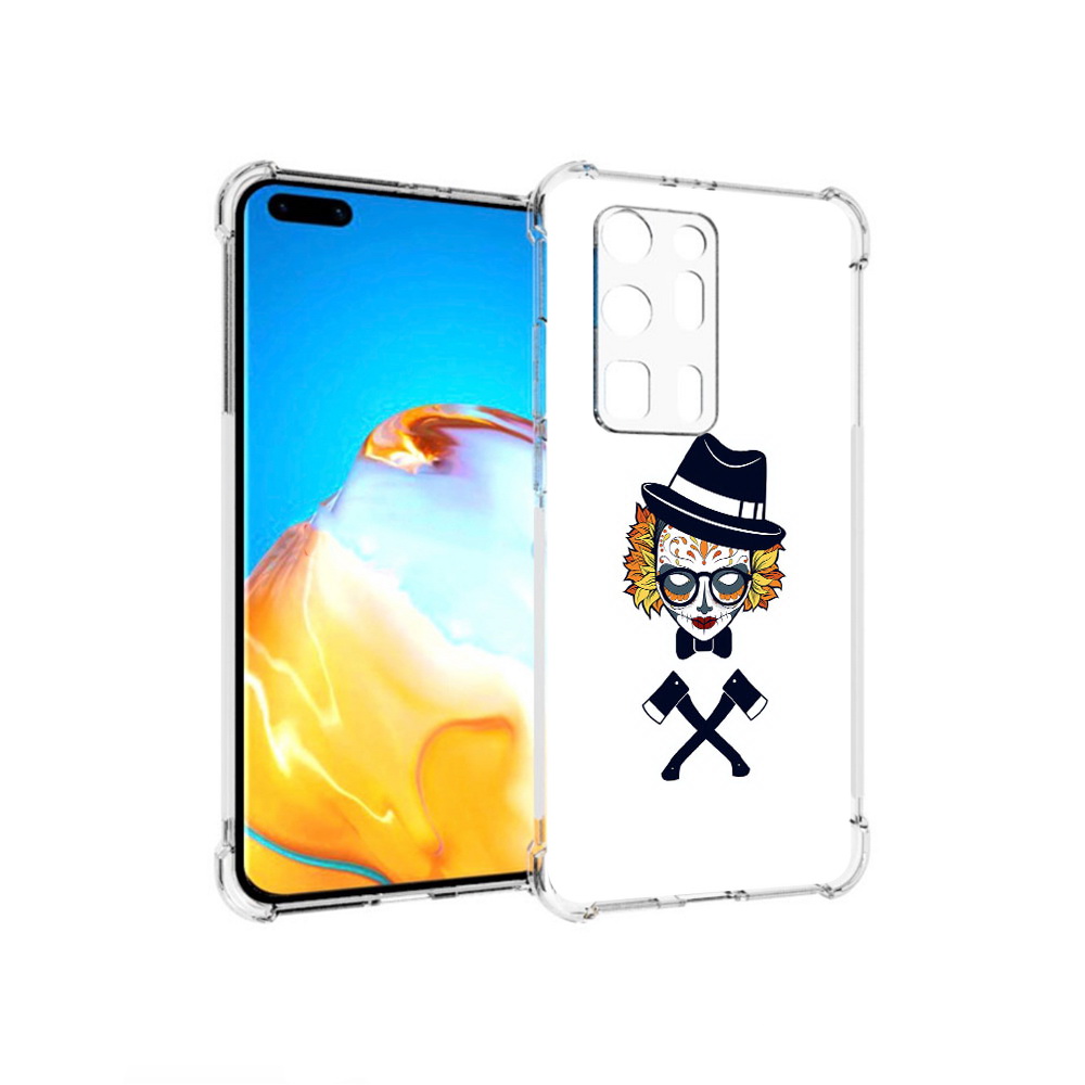 

Чехол MyPads Tocco для Huawei P40 Pro+ девушка в маске с топорами рисунок, Прозрачный, Tocco