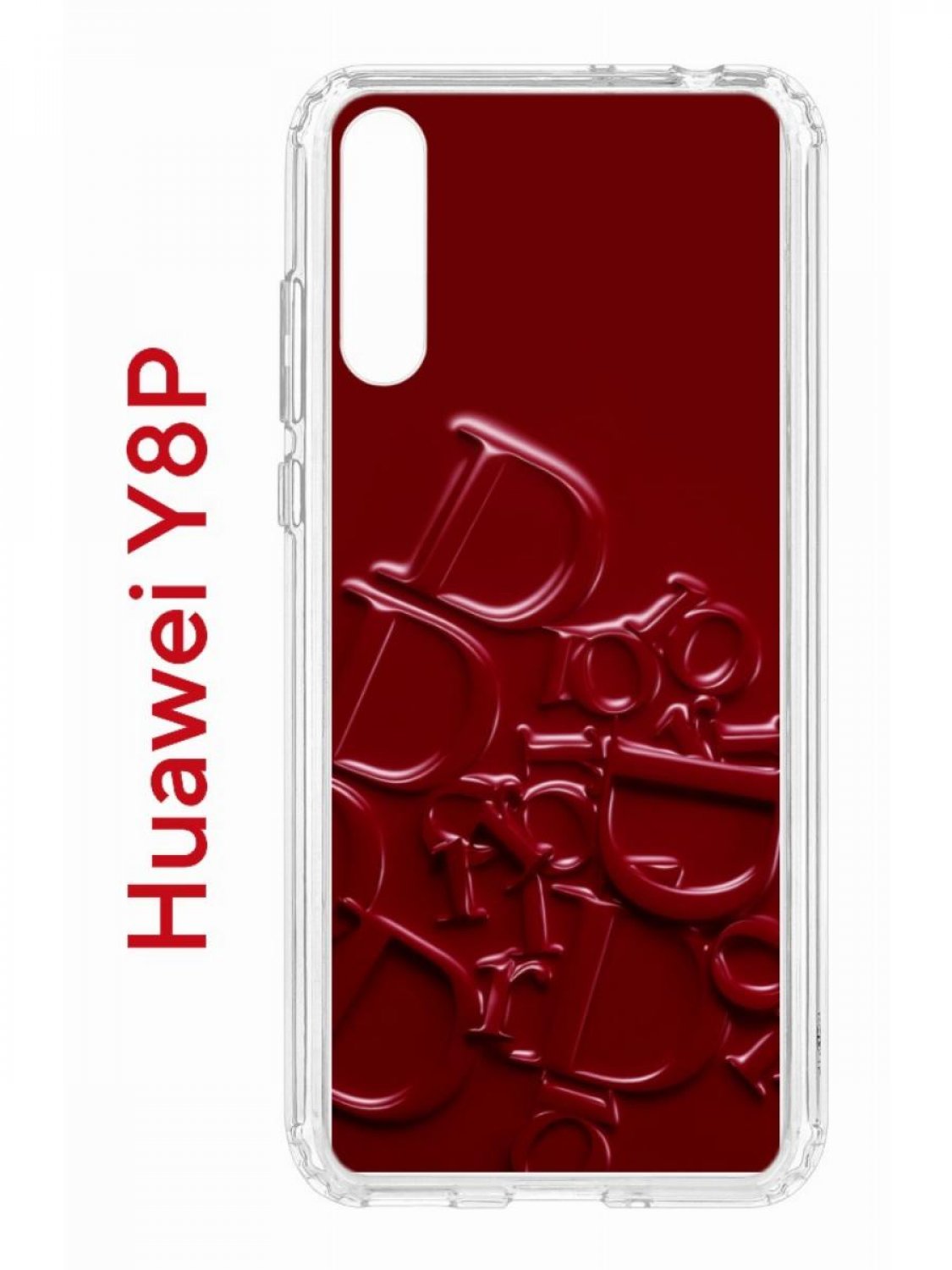 

Чехол на Huawei Y8P,P Smart S 2020,Honor 30i Kruche Print Dior, противоударный бампер, Прозрачный;бордовый;красный, Хуавей ю8п, П Смарт С, Хонор 30и