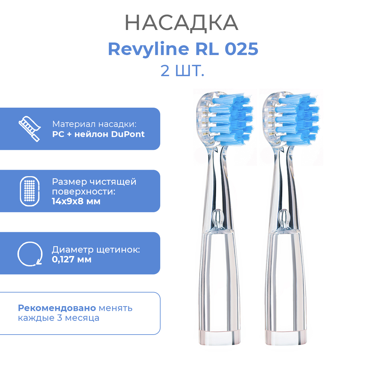 

Насадка для электрической зубной щетки Revyline RL 025, Голубой, RL 025