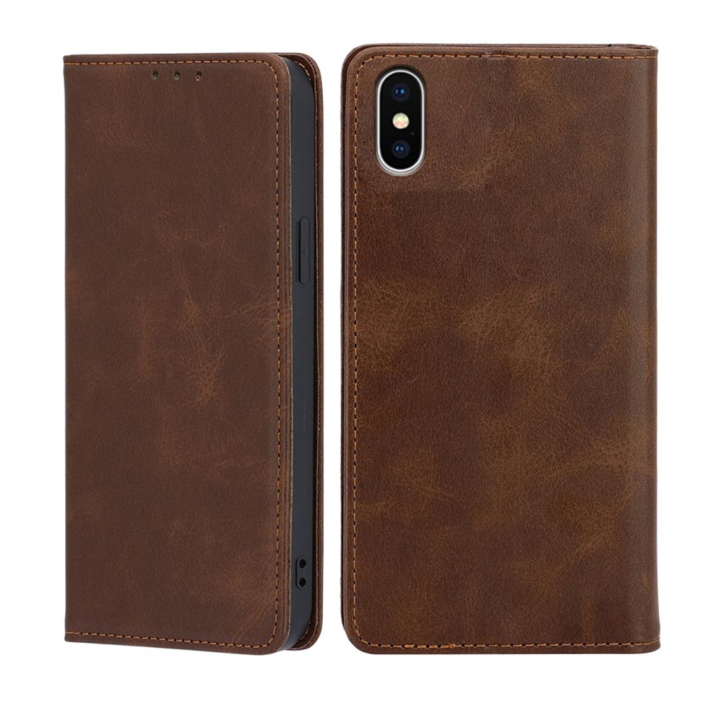 

Чехол-книжка MyPads для Apple iPhone X / XS / Айфон X / XS,Телячья кожа,закрывающаяся н..., Коричневый