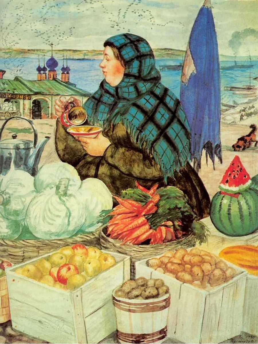 

Постер DRABS A2 Кустодиев Борис Михайлович Торговка овощами. Из серии Русь. Русские типы