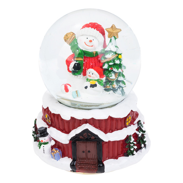 

Снежный шар Merry Christmas 68033 Снеговики у ёлочки музыкальный 3хААА 12х10х15см 9187, Белый