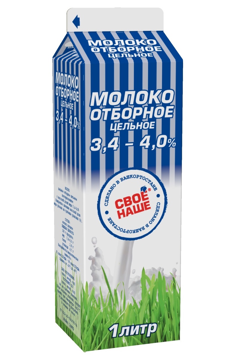 

Молоко 3,4-4,0% пастеризованное 1 л Свое Наше бзмж
