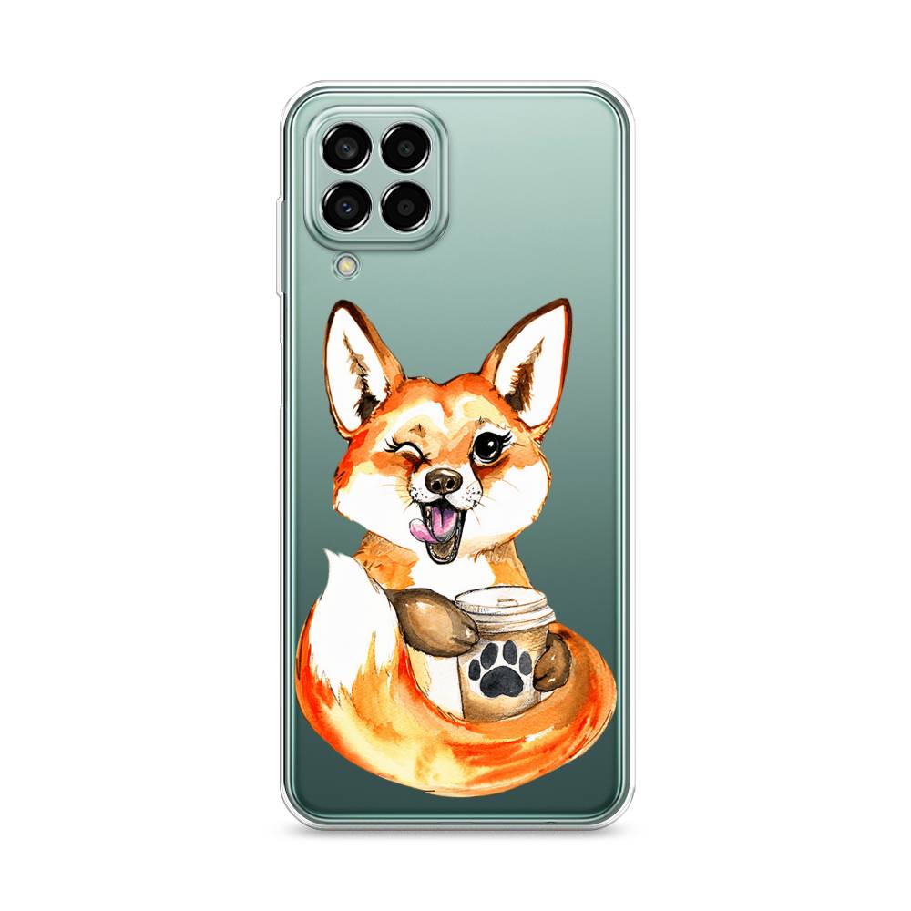 

Чехол на Samsung Galaxy M33 "Подмигивающая лиса с кофе", Оранжевый;белый;коричневый, 2105650-4
