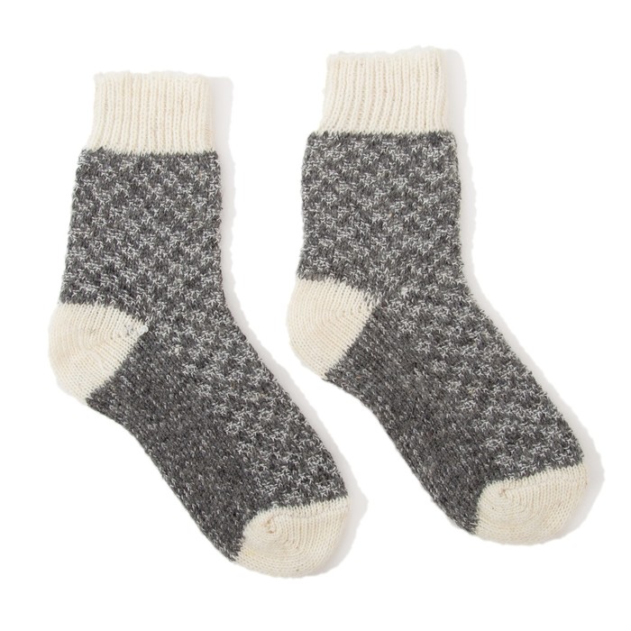 Носки для мальчика шерстяные Фактурная вязка цвет т-серый, размер 14