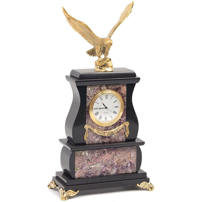 фото Настольные часы "орёл" из бронзы и флюорита nobrand
