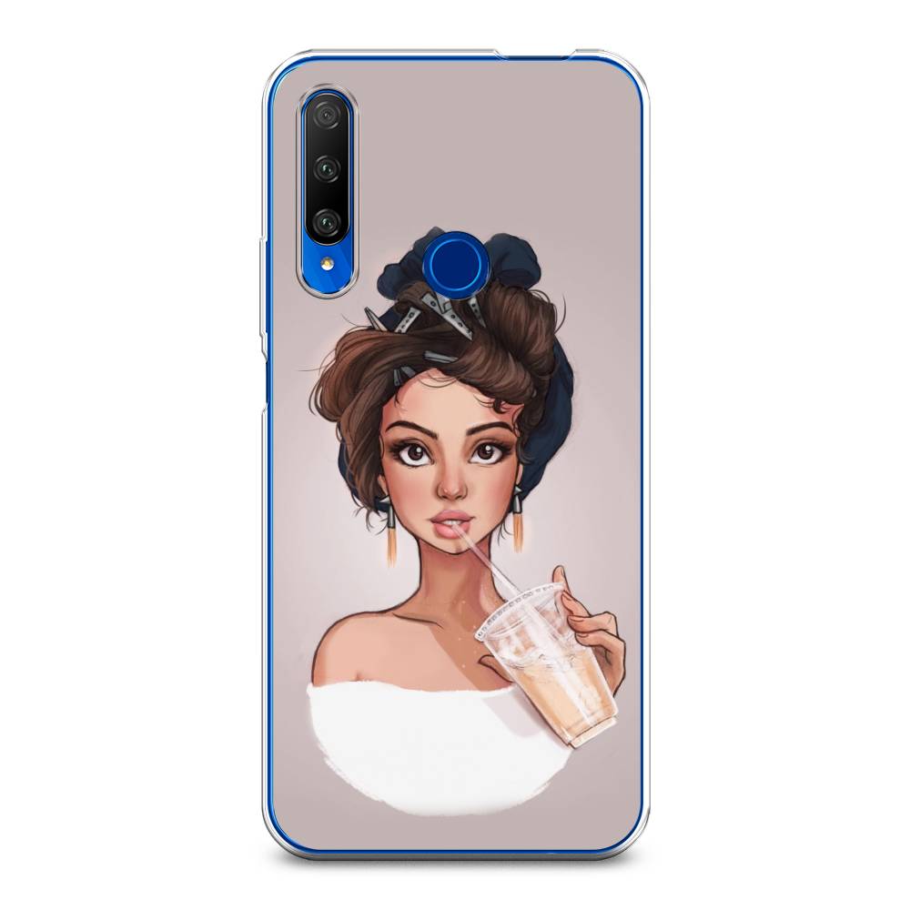 

Чехол на Huawei Honor 9X Premium "Девушка с фраппе", Серый, 610650-6
