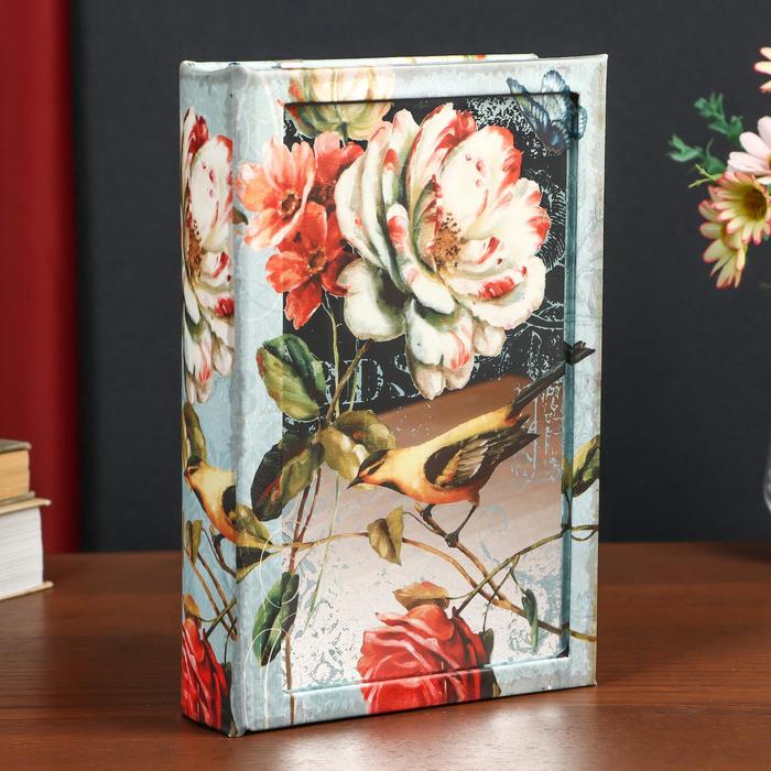 

Сейф-книга дерево кожзам "Птица и пионы" зеркало 26х17х5 см