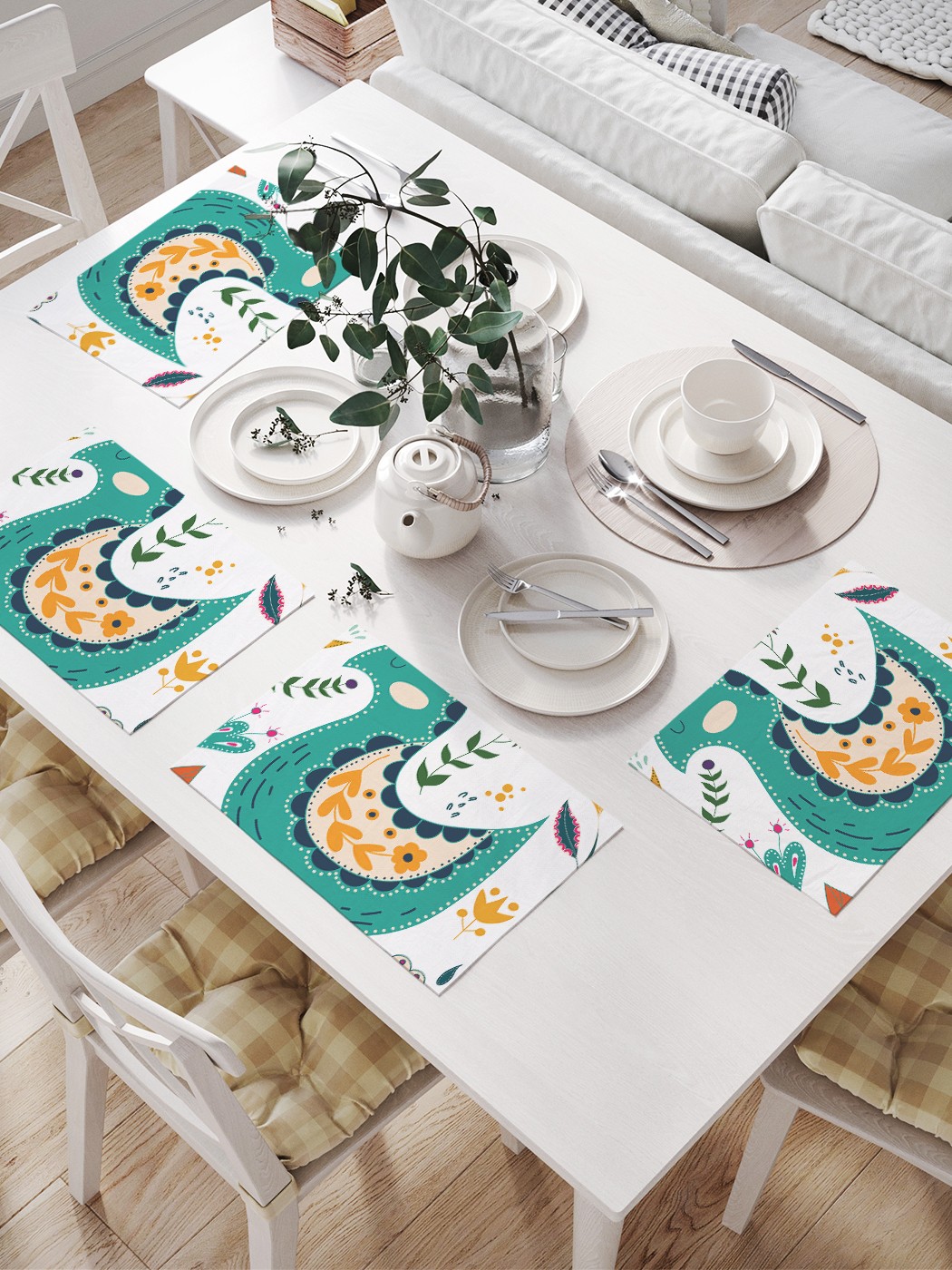 

Комплект салфеток JoyArty "Этническая птица" для сервировки стола (32х46 см, 4 шт.), Этническая птица